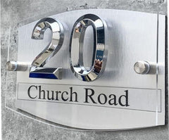 House Plaque 3D House Number Sign Door Numbers Street Names Outdoor Signs 3D Numbers Customised Dual Layer Plaque (3D Silver Numbers)