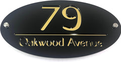 3D Laser Cut  House Number Plaque Door Number Street Name Customised Large Sign 300mm x 160mm - Black & Gold