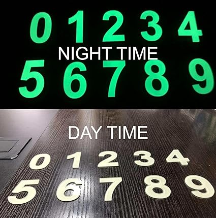 Door Numbers 3D Acrylic Luminous House Numbers Glow in the Dark Stick On Self Adhesive Home Signs Hotel Office Appartments Mailbox Outdoor 6cm