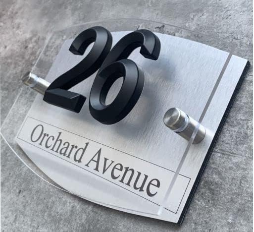 3D House Numbers Plaques Door Numbers Street Names Outdoor Signs 3D Numbers Customised Dual Layer Plaque (3D BLACK NUMBERS)