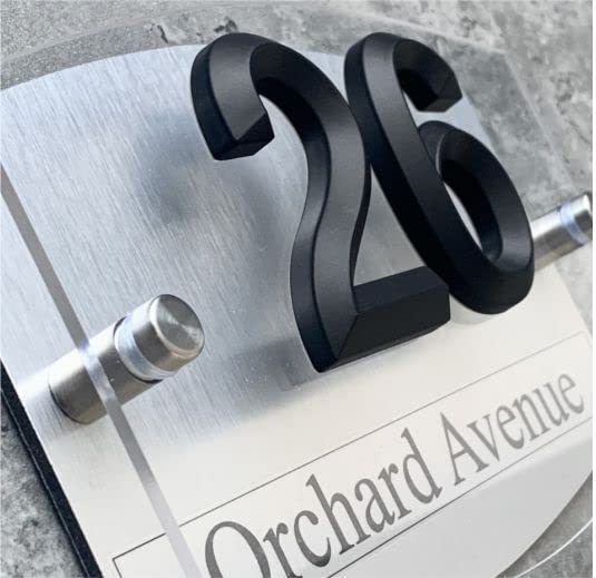 3D House Numbers Plaques Door Numbers Street Names Outdoor Signs 3D Numbers Customised Dual Layer Plaque (3D BLACK NUMBERS)