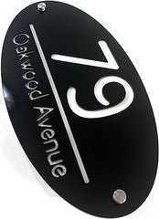 House Numbers Plaques 3D Laser Cut Door Number Street Name Customised Large Sign 300Mm X 160Mm - Black & White