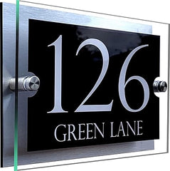 2 in 1 House Numbers Plaques Door Signs Numbers Street Names + 4X Bin Numbers Wheelie Bin Number Customised