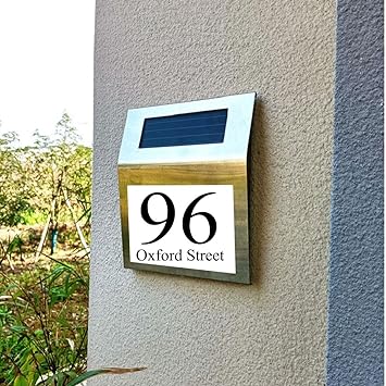 Solar LED House Numbers Plaques Door Signs Street Names Solar Led Light Door Number Stainless Steel Customised