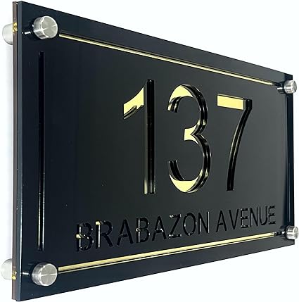 3D Laser Cut House Numbers Plaques Door Number Street Name Customised Acrylic Sign 300Mm X 160Mm