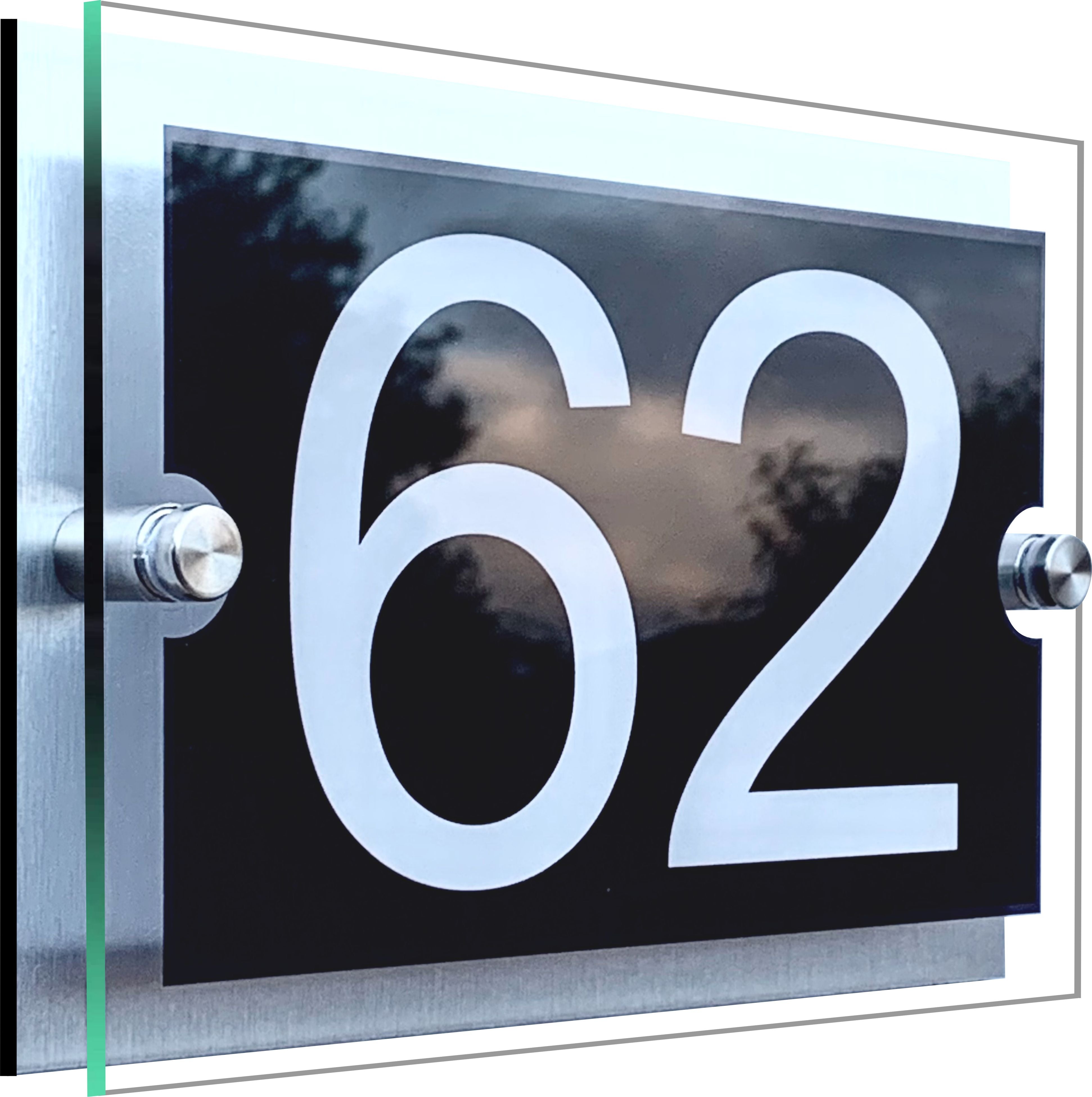 House Plaque Door Number Sign Street Name Dual Layer Acrylic & Aluminium Composite Black & White