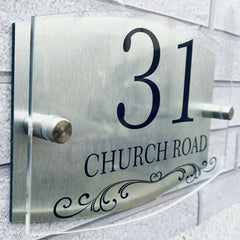 Dual Layer House Sign Plaque Door Number Street Name Acrylic & Aluminium Composite