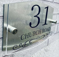 Dual Layer House Sign Plaque Door Number Street Name Acrylic & Aluminium Composite