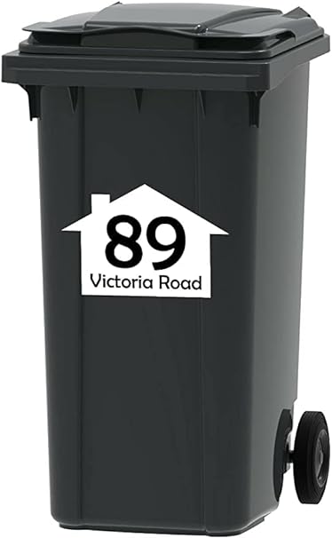 2 in 1 House Numbers Plaques Door Signs Numbers Street Names + 4X Bin Numbers Wheelie Bin Number Customised